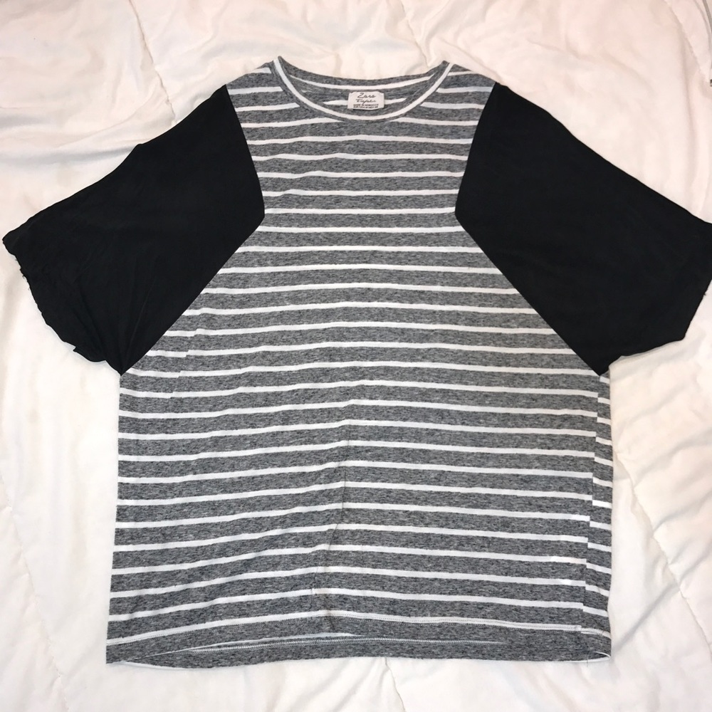 SALE: ZARA suede sleeve color block shirt